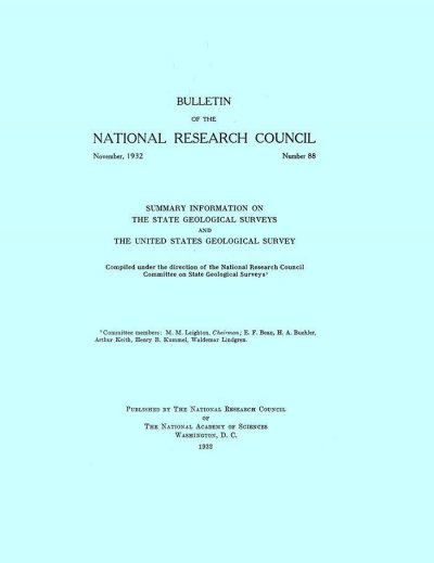Summary information on the state geological surveys and the United States Geological Survey [electronic resource] / compiled under the direction of the National Research Council Committee on State Geological Surveys.